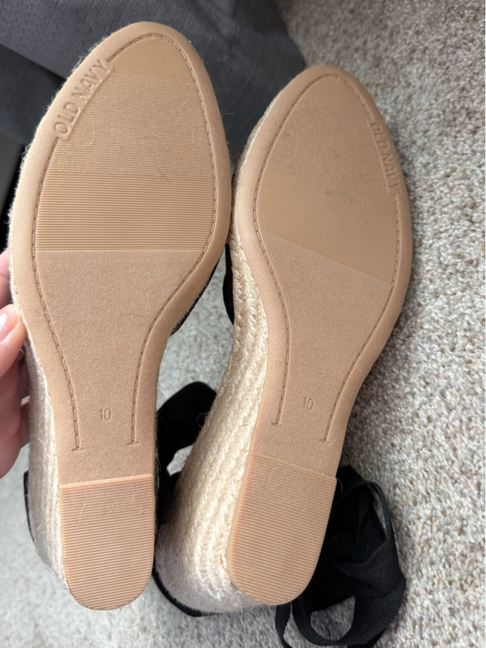 NWOT  Black Faux-Suede Lace-Up Espadrille Wedges Never worn size 10 Old Navy - Picture 4 of 4